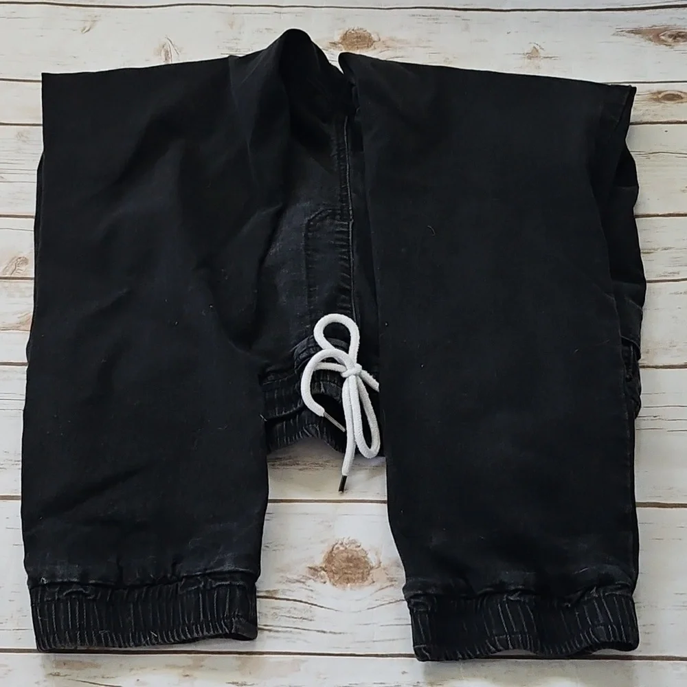 SHEIN Black Denim Joggers with Elastic Waist and Hems